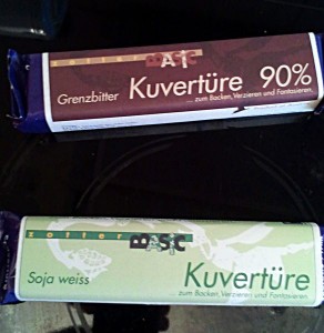Zotter-Kuvertüren: Weiße Kuvertüre und Grenzbitter-Kuvertüre