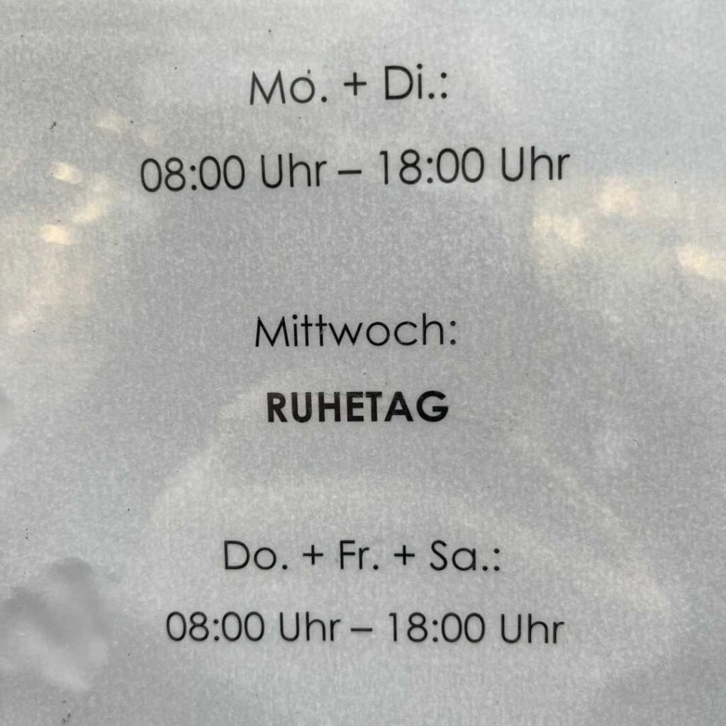 Mittwochs ist Ruhetag