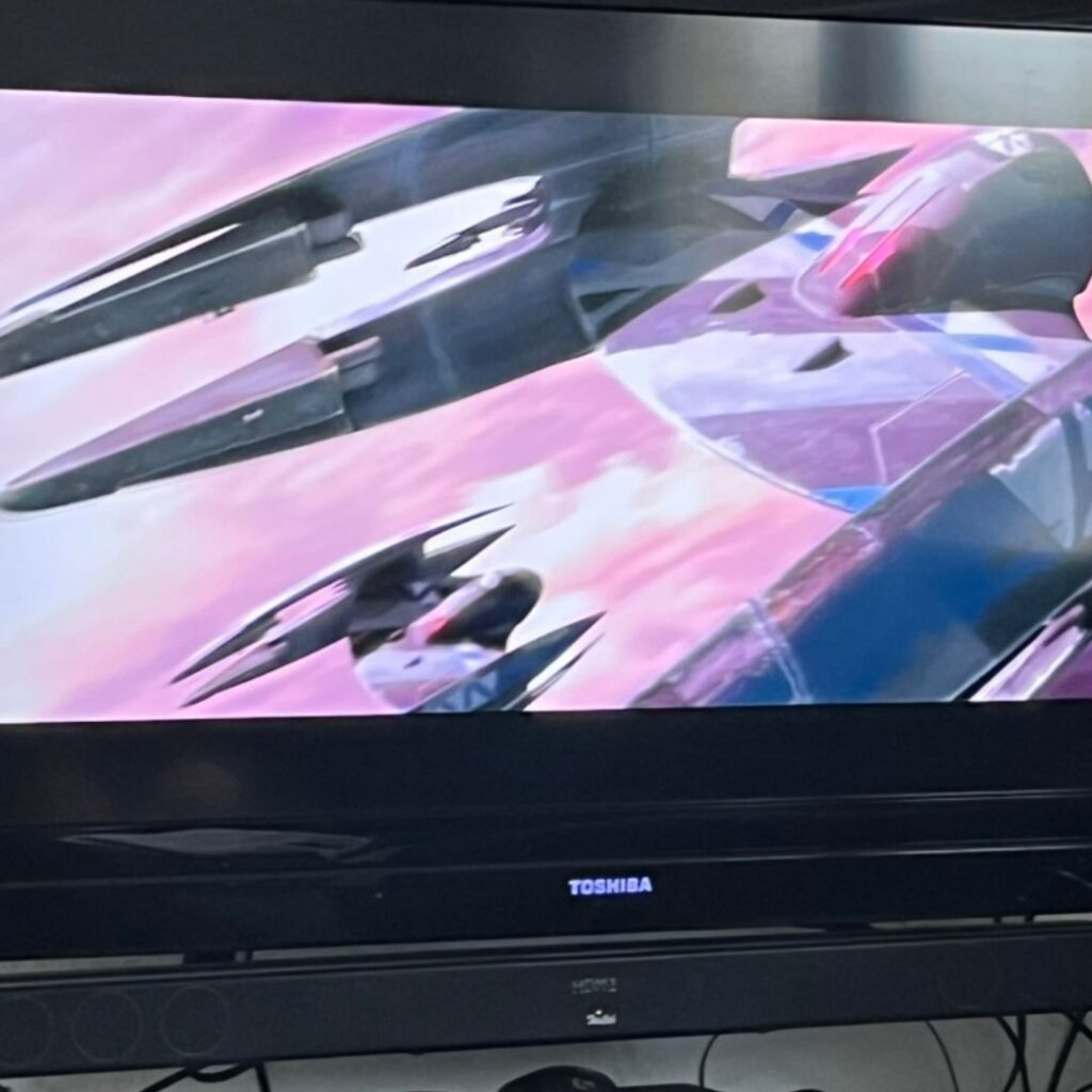 Ein TV mit einer Star Wars - The Clone Wars-Folge