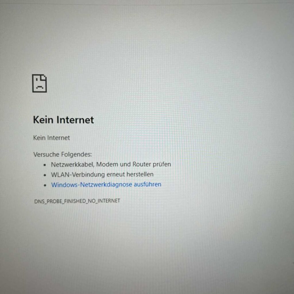 Screenshot: Kein Internet