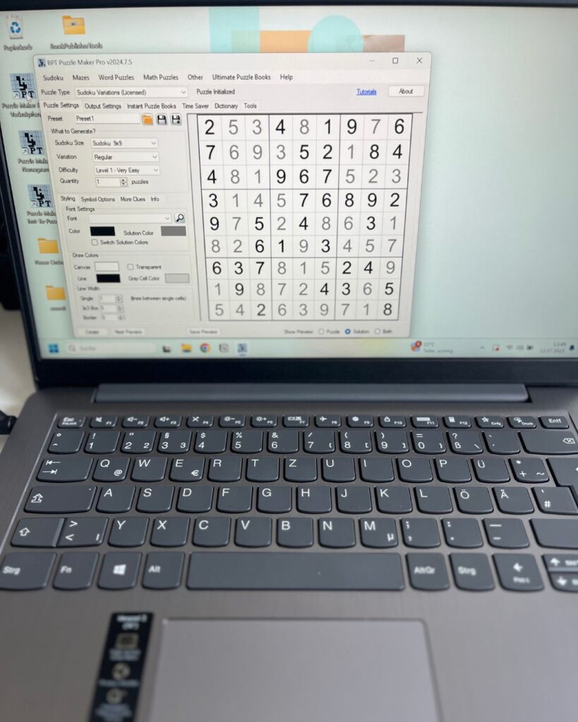 Meine Rätselsoftware auf einem Windowsrechner