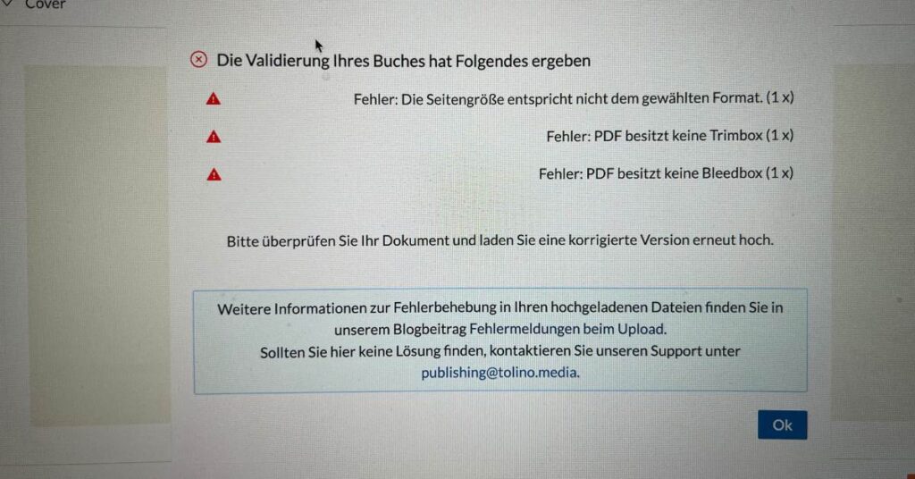 Fehlermeldung bei tolino media